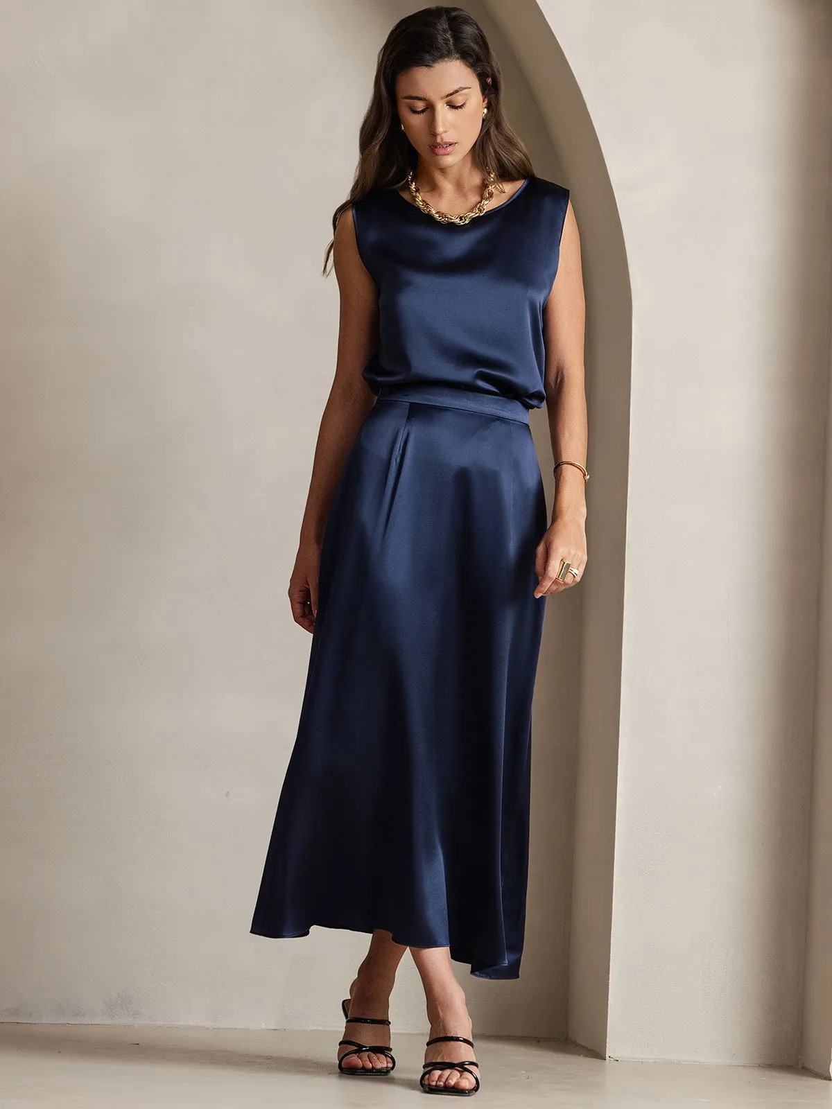 19Momme Silk Classic Maxi Skirt