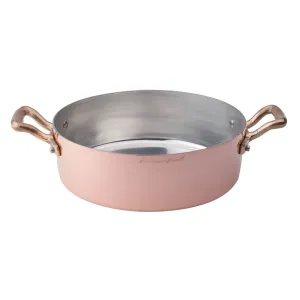 Agnelli Hammered Tinned Copper Casserole With Two Brass Handles, 1.9-Quart