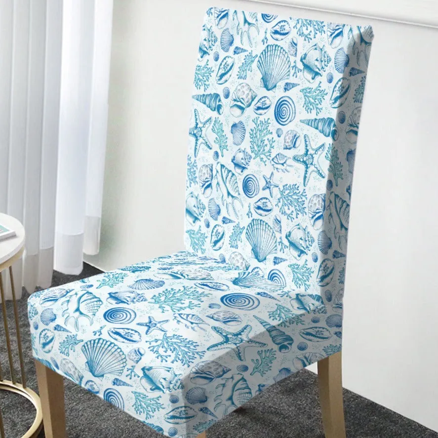 Blue Seashells Chair Cover