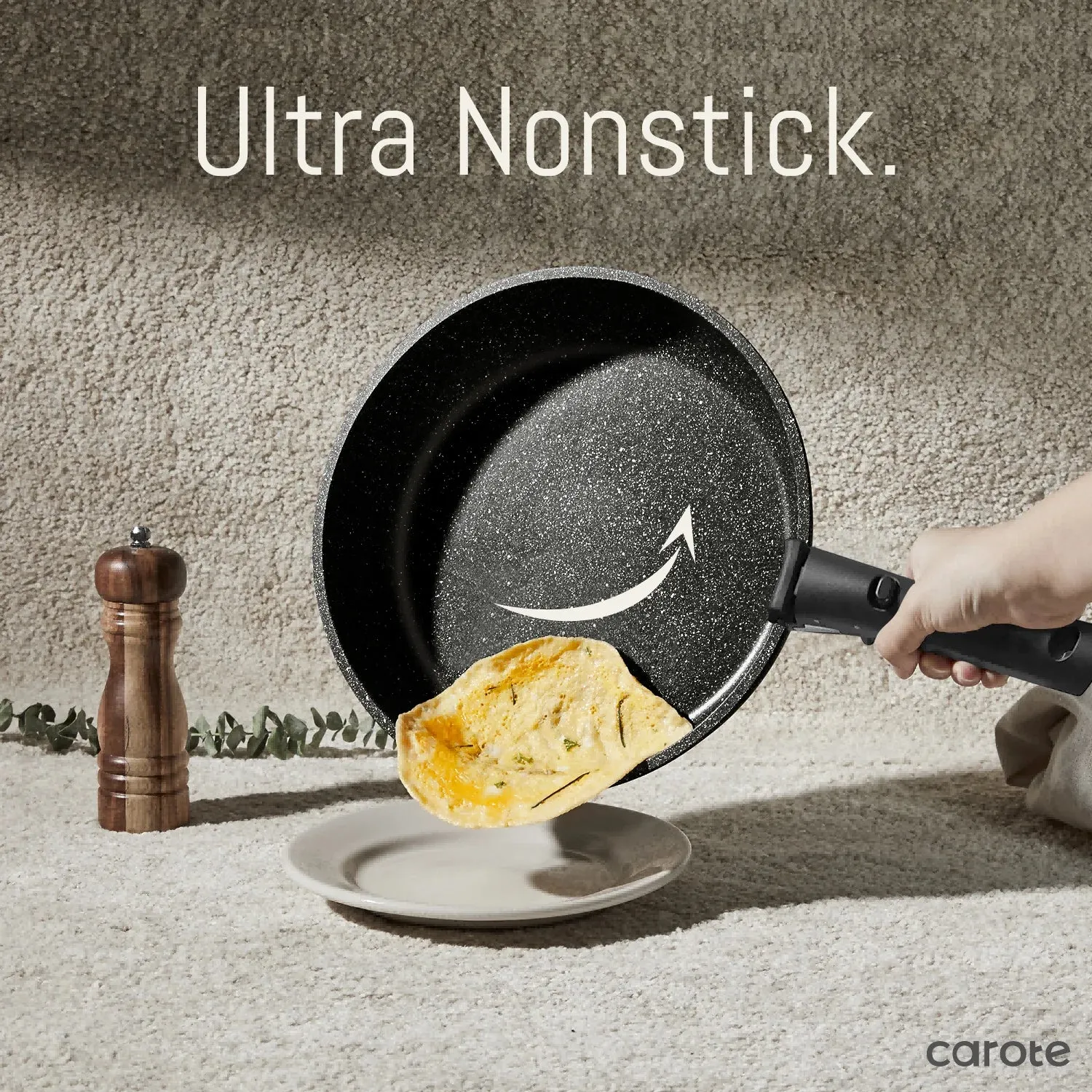 Carote C08200 17pcs Nonstick Cookware Set, Granite, Black