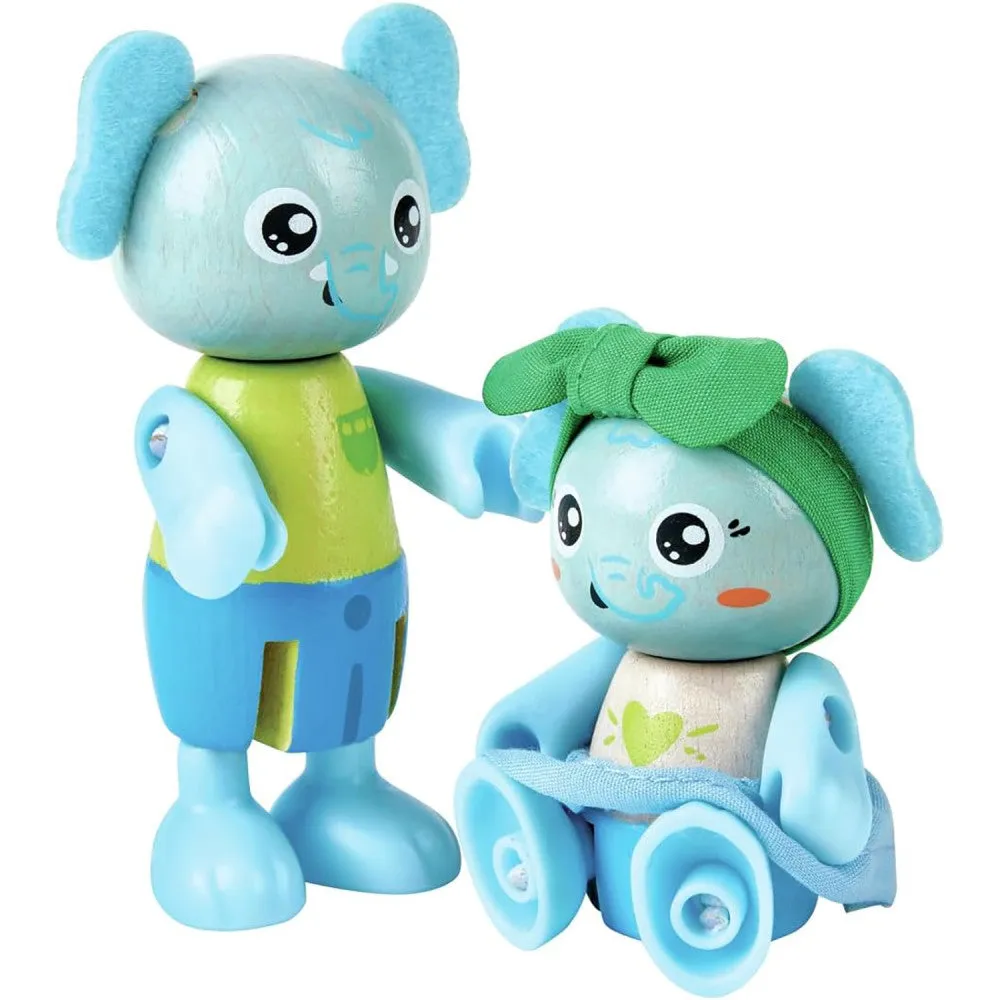Hape Wonderland Elephant Family Playset with Articulated Figurines