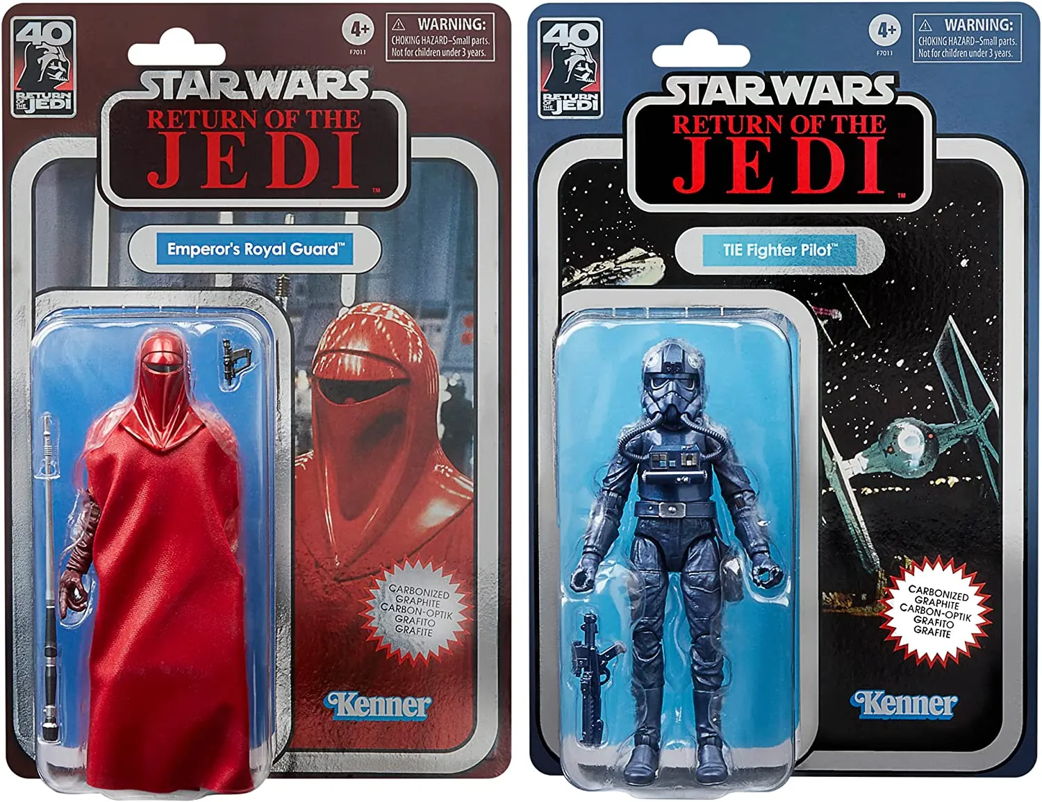 Hasbro Star Wars Black Series 40th Anniversary  Emperor's Royal Guard and Tie Fighter Pilot Carbonized F7011 3.75" 2-Pack Action Figure