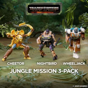 Hasbro Transformers Rise of the Beast Buzzworthy Bumblebee Jungle Mission 3 Pack Cheetor, Nightbbird, Wheeljack Action Figure