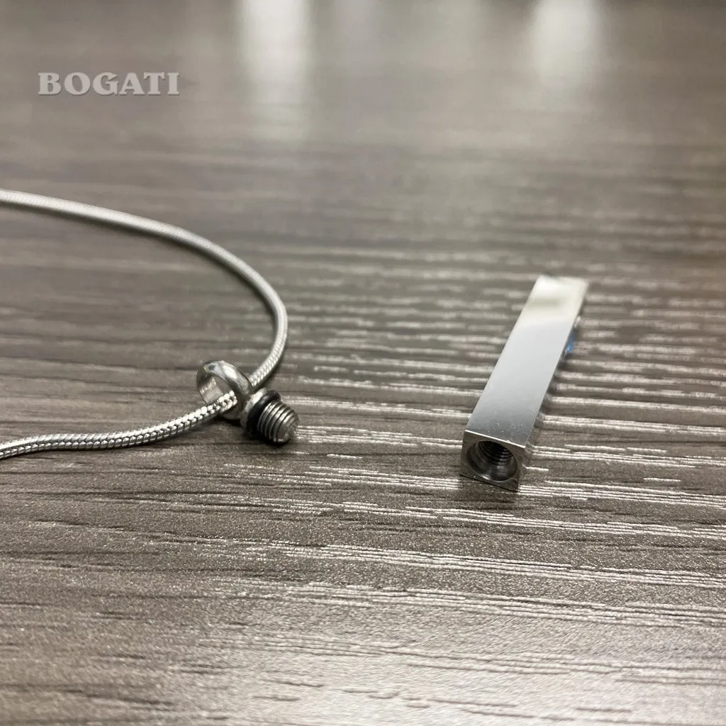 J-083 Silver-tone Bar with Birthstone simulated Gem - Pendant with Chain