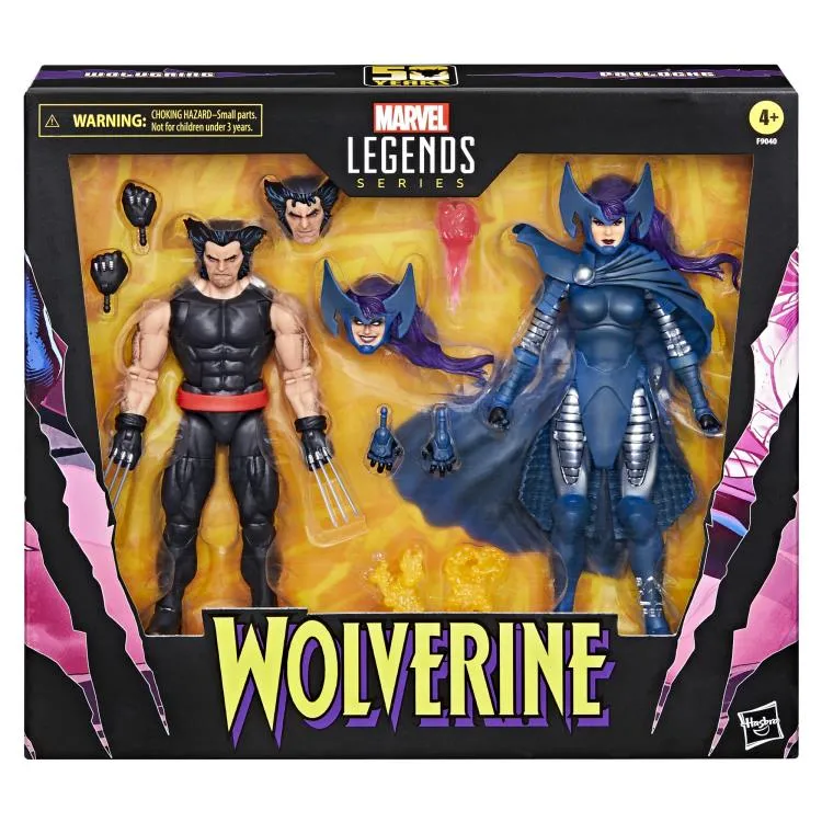 Marvel Legends Wolverine 50th Anniversary Wolverine and Psylocke 2 Pack Action Figure