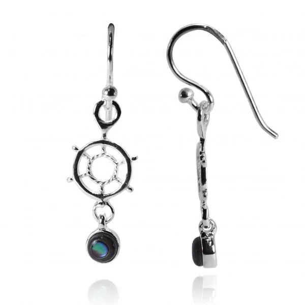 Nautical Helm Earrings with Abalone Shell