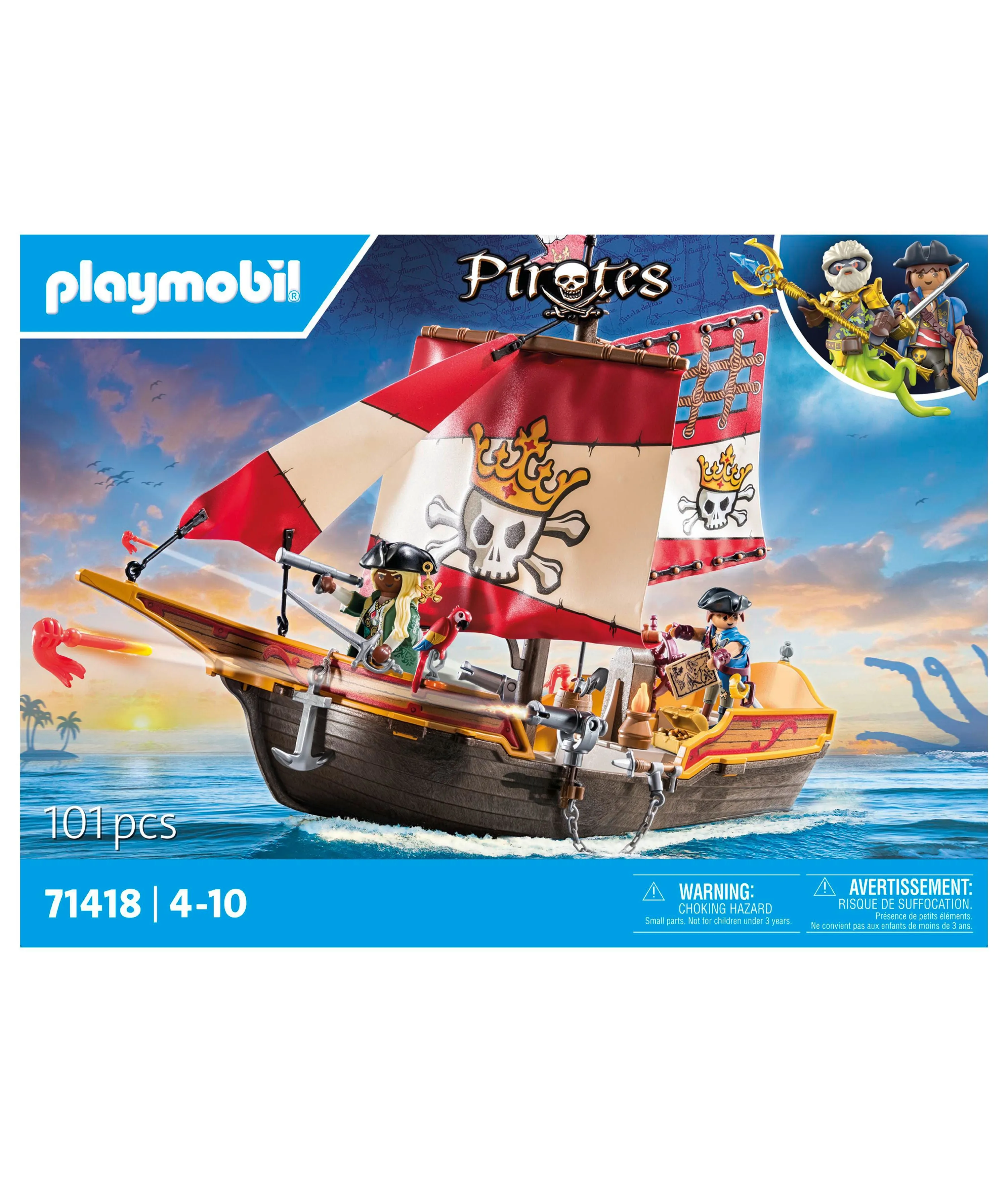 PLAYMOBIL Pirates Series - Pirate Ship Playset with Adventure Filled Accessories