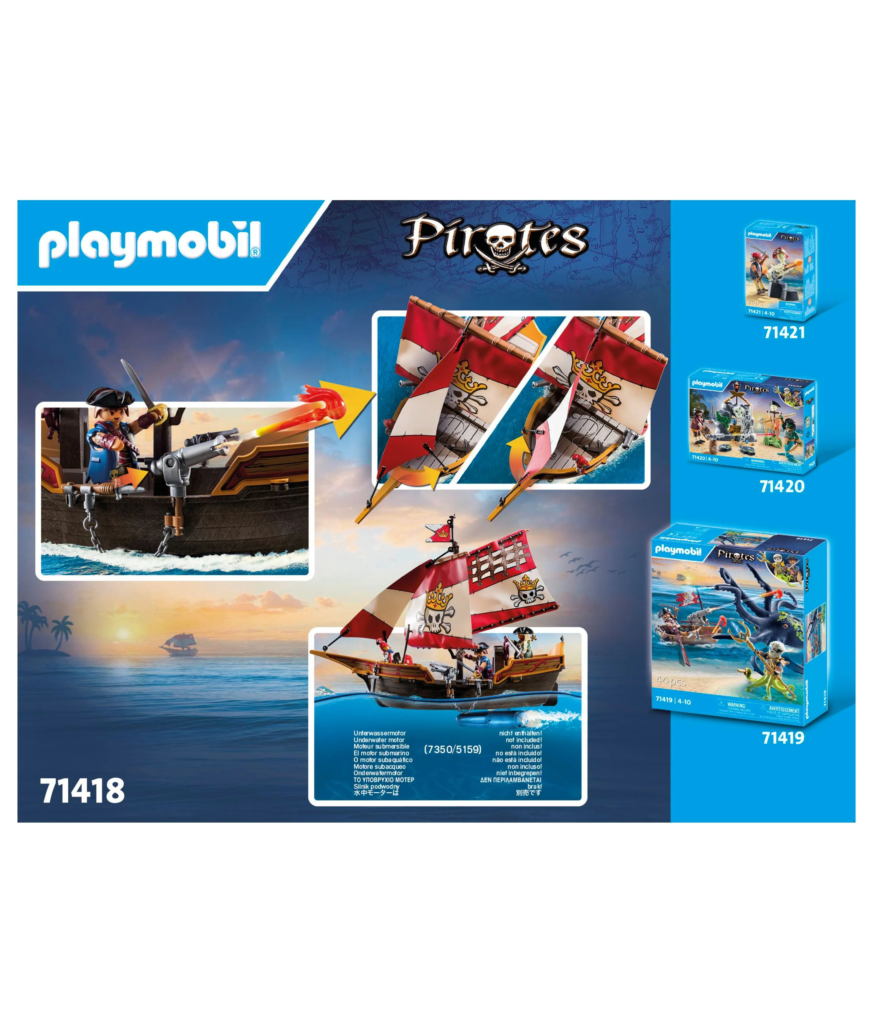 PLAYMOBIL Pirates Series - Pirate Ship Playset with Adventure Filled Accessories