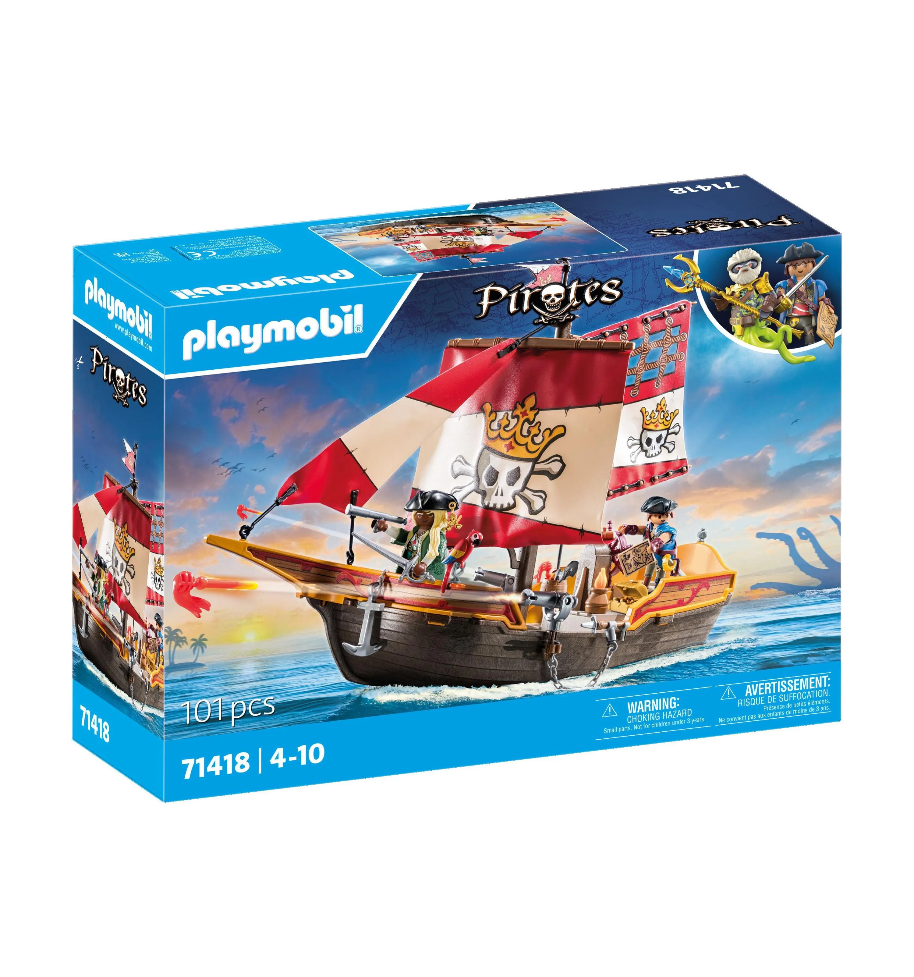 PLAYMOBIL Pirates Series - Pirate Ship Playset with Adventure Filled Accessories