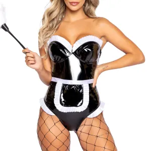 Roma Kinky Maid Vinyl Bodysuit Costume Set