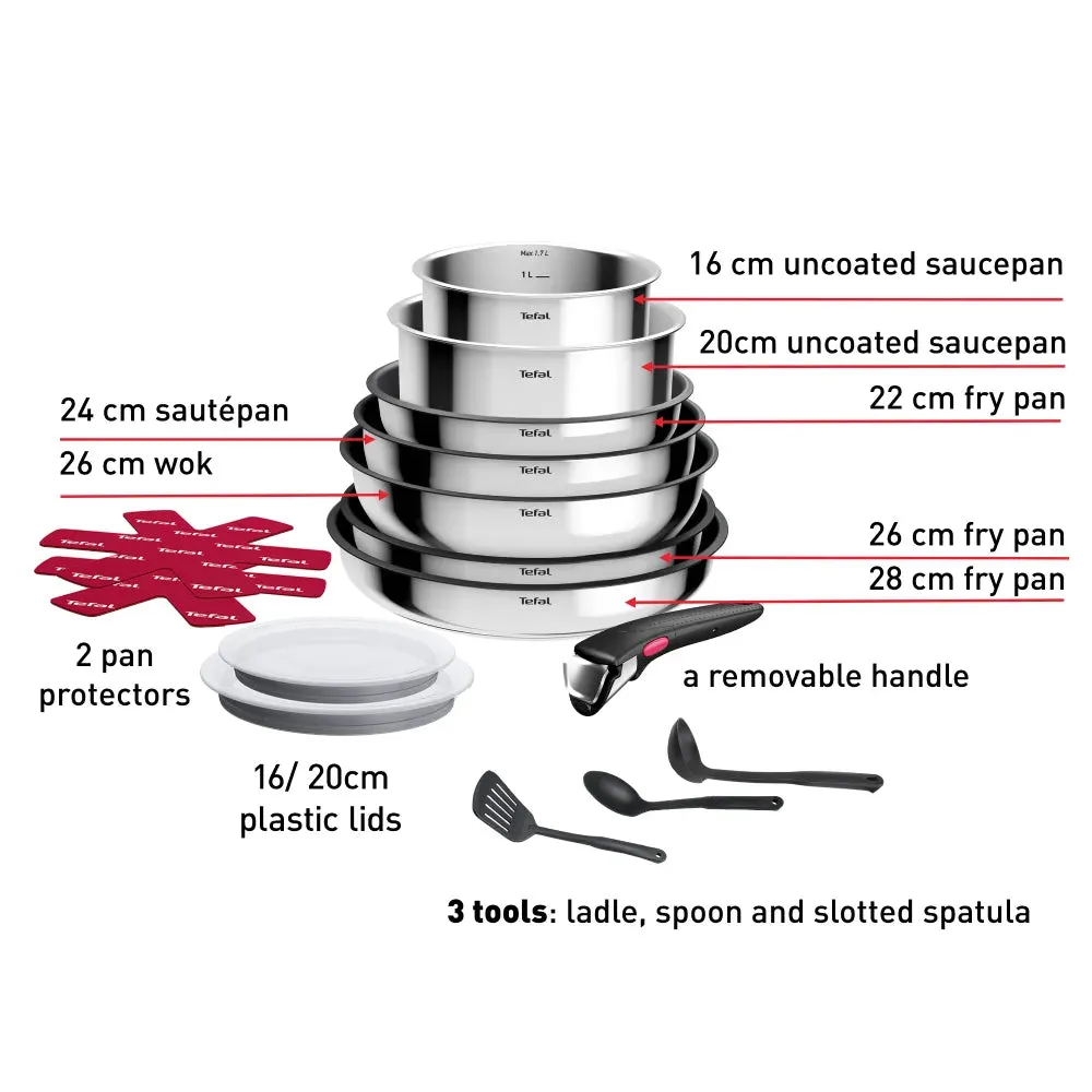 Tefal Ingenio Cook Eat Stackable Non-Stick Cookware 15pc Set